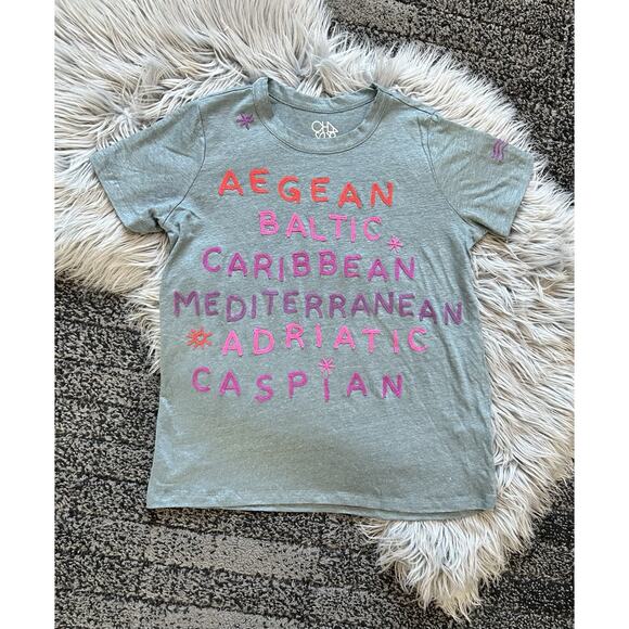 Anthropologie Embroidered Linen Tee SEAS Water Nautical T-Shirt Chaser XSP ($98) - Picture 1 of 2